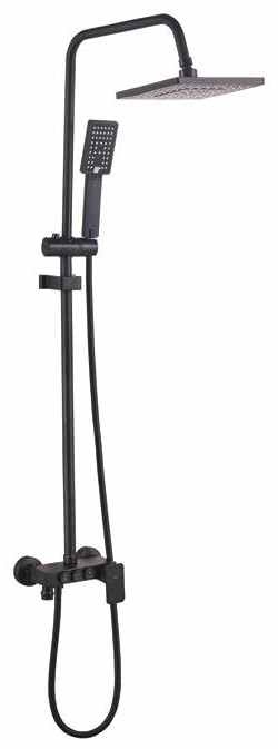 Rayie Black Shower Rail Set Square Rainfall with Mixer