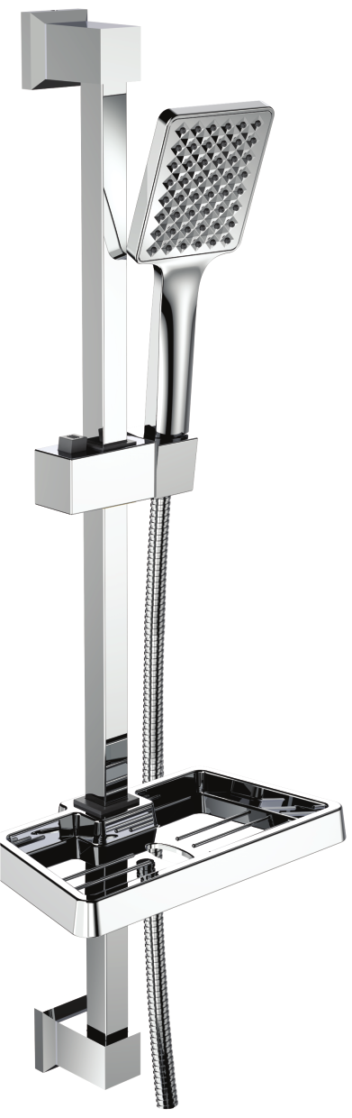 Star USA Classic Hand Shower Set 3 Function Square with Sliding Bar, Hose and Soap Tray (SCHS3SH)