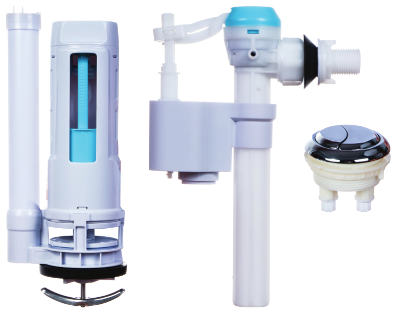 Star USA Double Push Toilet Cistern Fitting with 1/2 Side Fill Valve for 1-Piece
