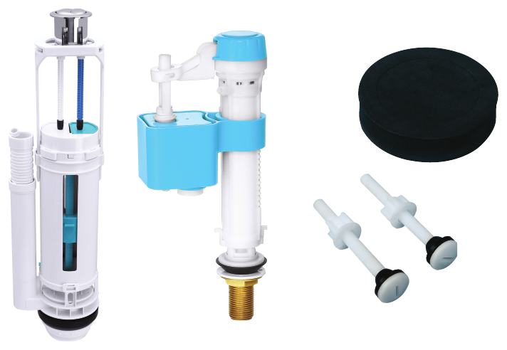 Star USA Double Push Toilet Cistern Fitting with 3/8 Brass Bottom Fill Valve and Bracket (SDPBV38B)