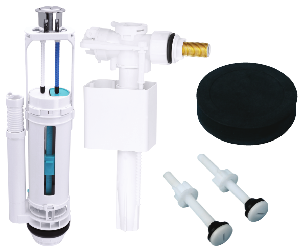 Star USA Double Push Toilet Cistern Fitting with 3/8 Brass Side Fill Valve and Bracket (SDPSV38B)