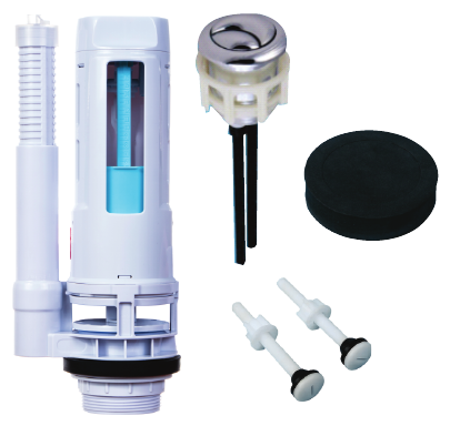 Star USA Double Push Toilet Cistern Fitting with 3/8 Brass Side Fill Valve, without Bracket (SDS382TP)